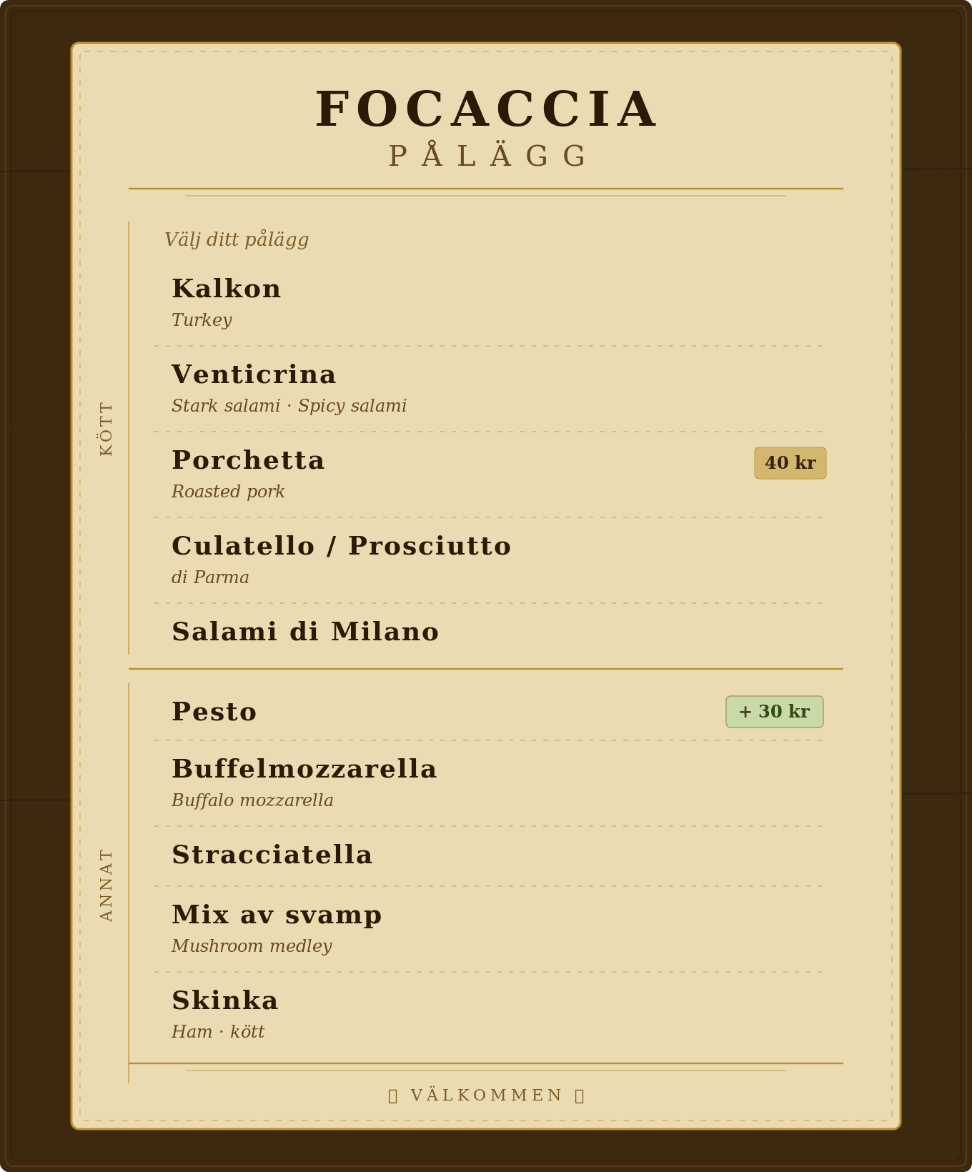 Degverkets focaccia-meny